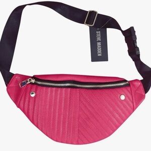Steve Madden Red Quilted Fanny Pack Belt Bag Crossbody New W/O tag